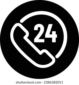 Twenty four hours service icon . 24 call center icon vector . 24 hours icon