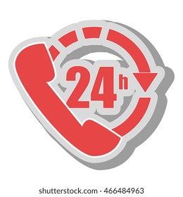 twenty four hours service, isolated flat icon design