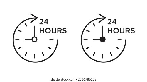 Twenty four hours vector line icon illustration