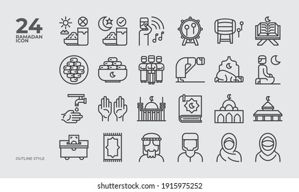Twenty four icon in outline style, suitable for Ramadan