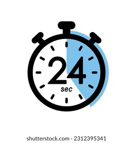 twenty four seconds stopwatch icon, timer symbol, 24 sec waiting time vector illustration