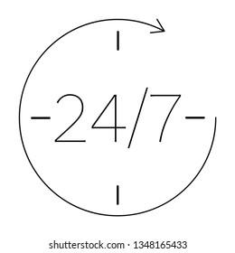 twenty four seven icon black and white vector