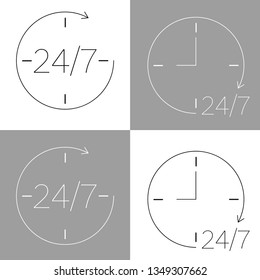 twenty four seven icon black and white vector