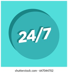 Twenty Four Seven Written in Flat Colours with 3D Style Shadow