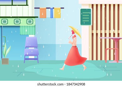 Twenty four solar terms rainwater hand drawn vector illustration materials