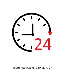 Twenty four time icon. 24hrs support service symbol. Same day delivery sign.