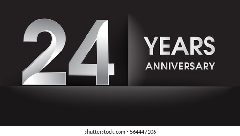 twenty four years Anniversary celebration logo, flat design isolated on black background, vector elements for banner, invitation card for celebrating 24th birthday party