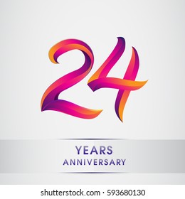 twenty four years anniversary celebration logotype colorfull design, 24th birthday logo on white background