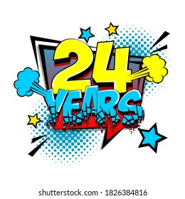 ilustración vectorial de arte pop de burbuja cómica de veinticuatro años