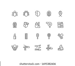 Twenty hair style salon icons isolated on white background. Emoji and avatars flat style set.