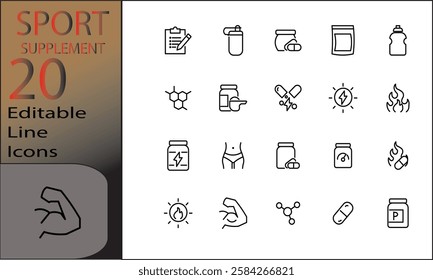 twenty icons set of sports supplements