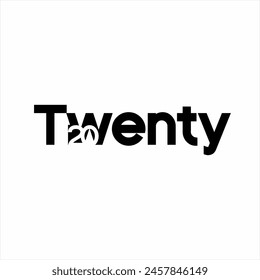 "Twenty" logo design with an illustration of the number 20 on the letter W.