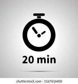Twenty minutes timer simple black icon with shadow