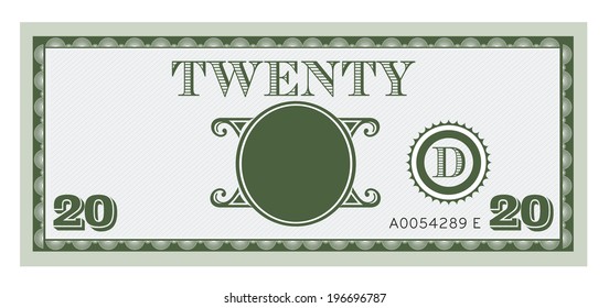 Twenty money bill image. With space to add your text, information and image. 