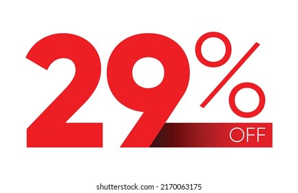 Twenty Nine percent discount vector typography, 29 percent off vector