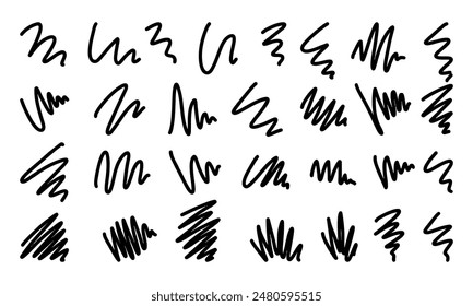 Twenty Nine Simple Hand Drawn Doodles and Squiggles Vector Set