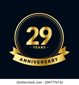 Twenty Nine Years Anniversary Gold and Black Isolated Vector