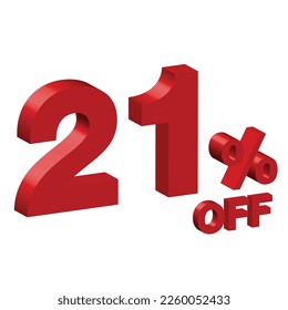 twenty one 21 percent off 3d vector illustration 