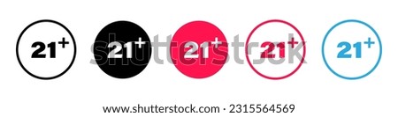 Twenty one plus icon. Age restriction or limit. Adults only. 21 plus emblem, sticker or label. Vector