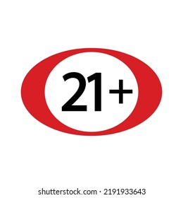 21 plus Symbol im flachen Stil. 21+ Vektorgrafik auf weißem, isoliertem Hintergrund. Zensuriertes Geschäftskonzept.