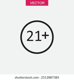 Icono de más de veintiuno, ilustración simple negra plana de Vector para Web y App.. eps