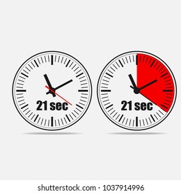 Twenty One Seconds Clock on grey background. Two options.