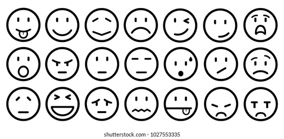 Twenty one smilies, set smiley emotion, by smilies, cartoon emoticons - stock vector