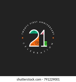 Twenty one years, 21st Anniversary Celebration Logo Design, Number 21 Icon Vector Template.