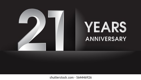 twenty one years Anniversary celebration logo, flat design isolated on black background, vector elements for banner, invitation card for celebrating 21st birthday party