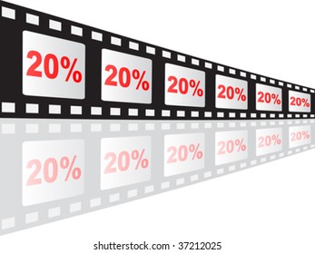  twenty percent discount on filmstrip vector illustration