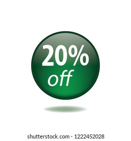 Twenty percent off vector button, web design element