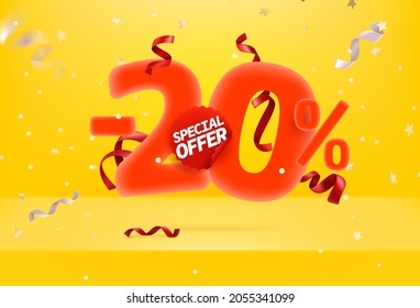 Twenty percent sale off special offer vector promo banner