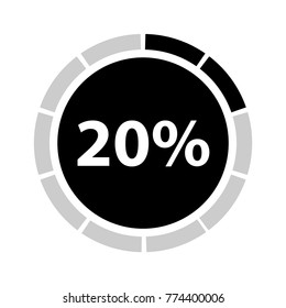 Twenty percentage circle icon, 20 percent