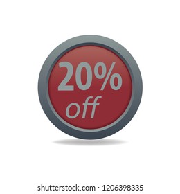 Twenty persent off vector button, web design element