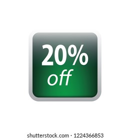 Twenty persent off vector button, web design element
