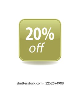 Twenty persent off vector button, web design element
