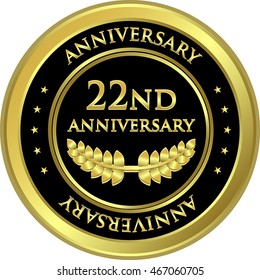 Twenty Second Anniversary Black And Gold Medal