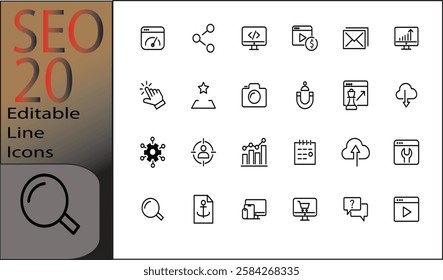 
twenty seo icon set vector
