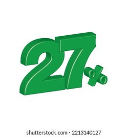 twenty seven 27 3d plastic effect number percentage symbol