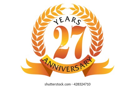 Twenty Seven Years Gift Box Ribbon Anniversary 