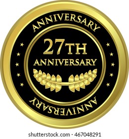 Twenty Seventh Anniversary Black And Gold Medal