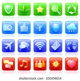 Twenty shiny web icons, applications vector color set, isolated on white