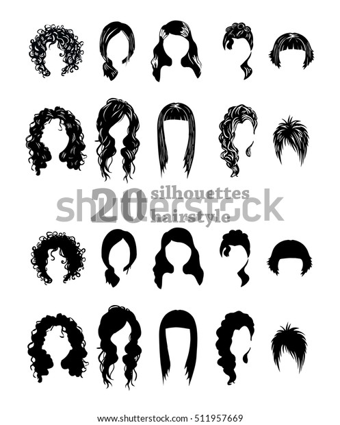 Twenty Silhouettes Hairstyles Stock Vector (Royalty Free) 511957669