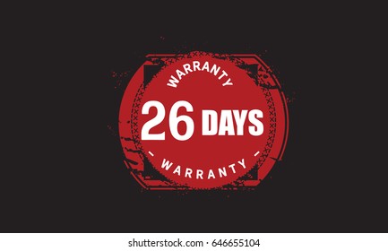 twenty-
six days warranty icon vintage grunge 