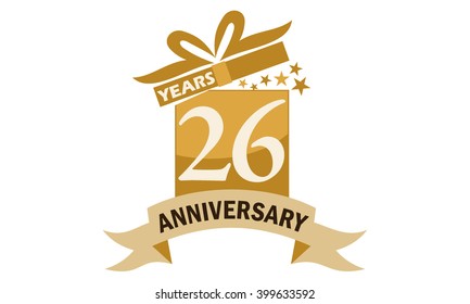 Twenty Six Years Gift Box Ribbon Anniversary 