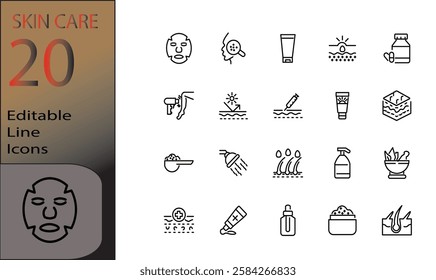 twenty skincare icon set vector