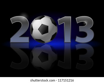 Twenty Thirteen Year. Football. Illustration on black background