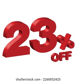 twenty three 23 percent off 3d vector illustration 
