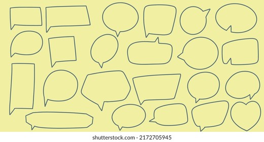 Twenty three Hand drawing doodle speech bubble set. Hand Drawn Comics Style Speech Bubbles.