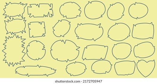 Juego de burbujas de dibujos de dibujos de 23 manos. Burbujas De Discurso Al Estilo De Los Cómics A Mano.